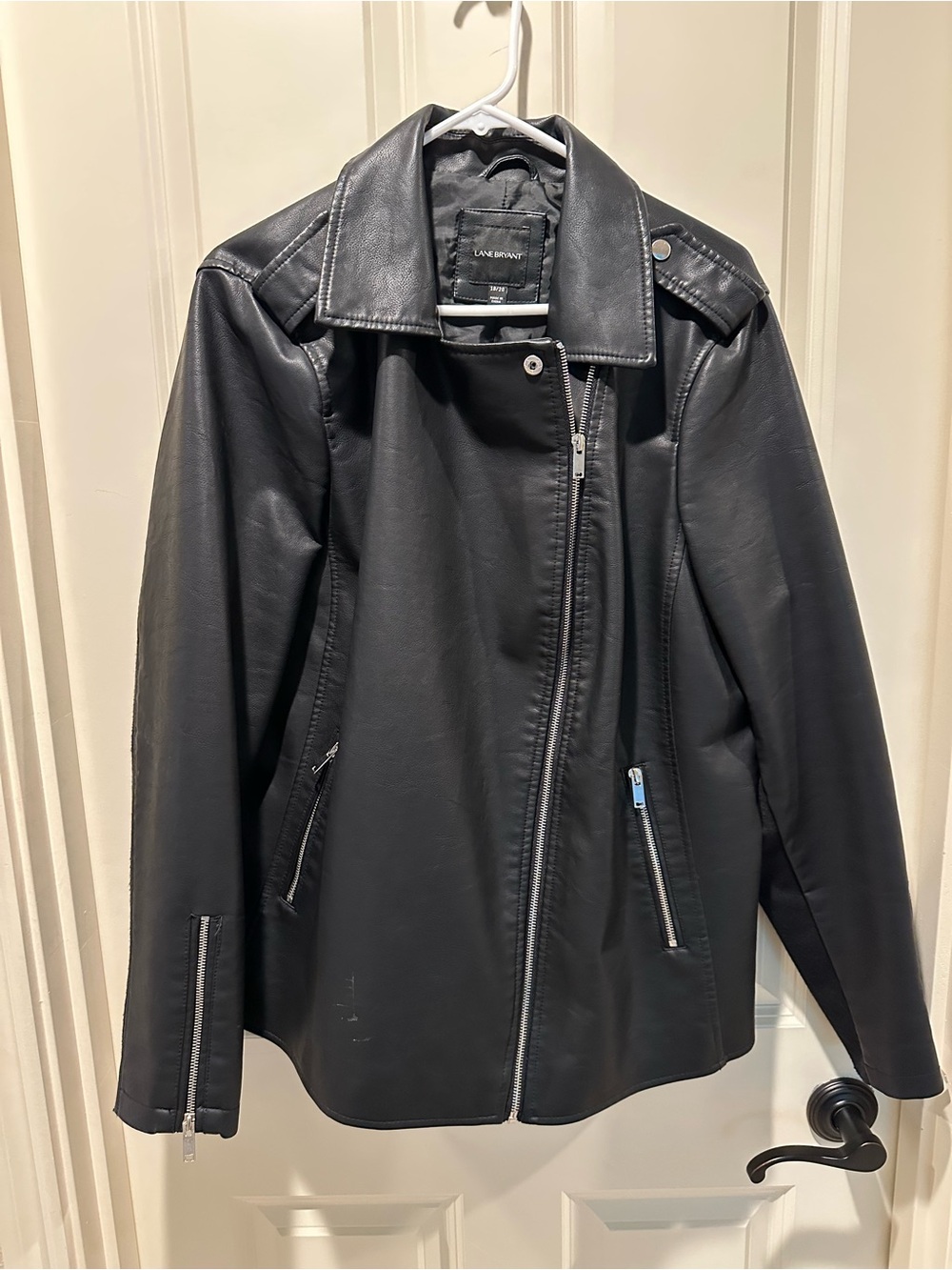 Lane Bryant Black Faux Leather Asymmetrical Zip Jacket